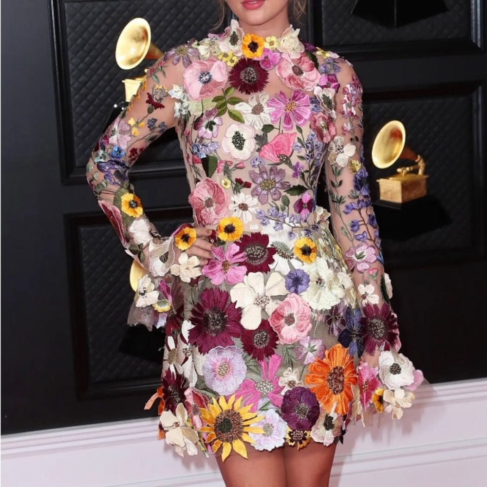 Taylor Swift Floral Appliqué Mini Dress